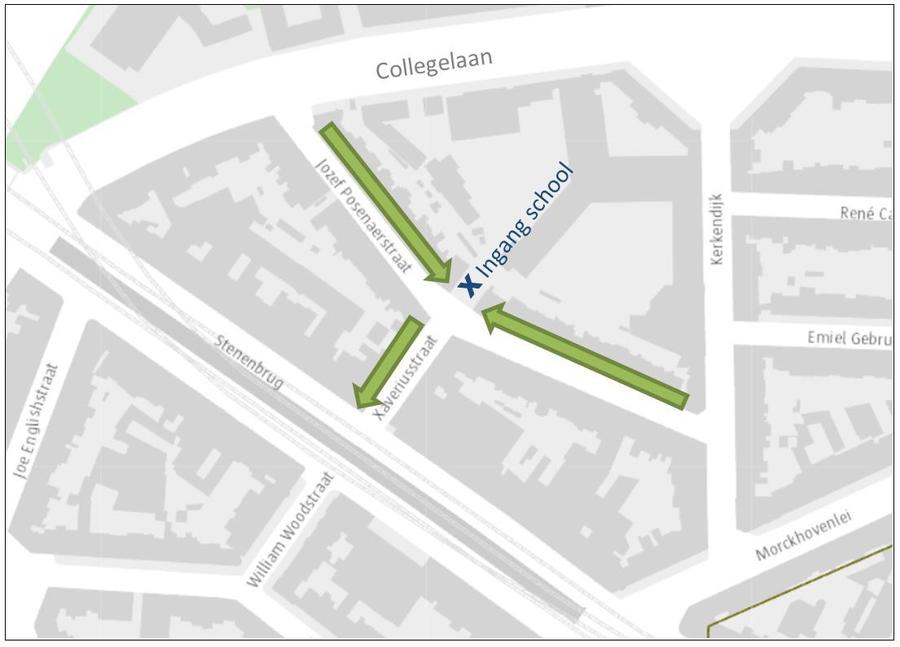 Afbeelding straatplan met wijziging rijrichting in de Jozef Posenaerstraat in Borgerhout